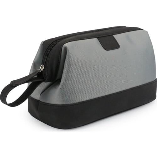 Business Men Leather Cosmetic Bag Travel Makeup Organizer Toilet Bath Shaving Toiletry Bag Large Waterproof Zipper Pouch