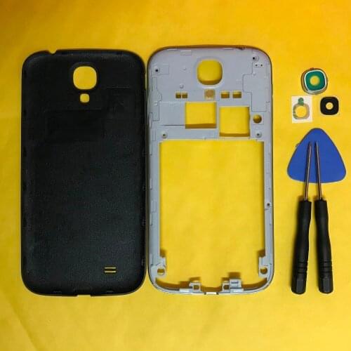 For Samsung Galaxy S4 I9500 I9505 Phone Housing With Rear Battery Door For Samsung S4 Middle Frame + Cover + Camera Lens