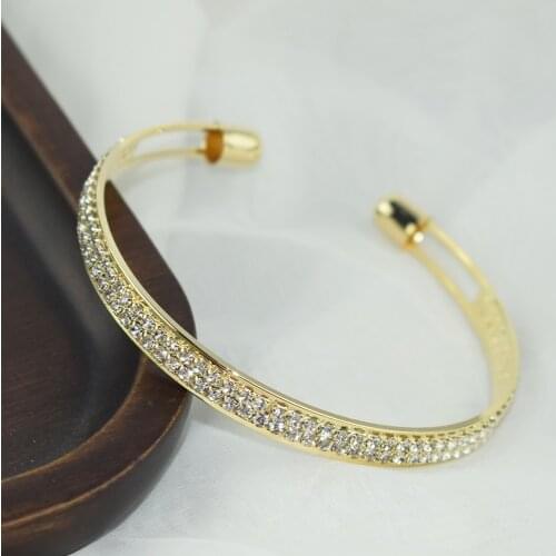 Elegant Crystal Cuff Gold Silver Color Bangles Bridal Bracelet Lady Bracelet Bracelets & Bangles Jewelry Pulseras Mujer