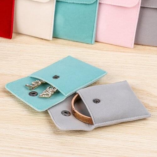 1PC Flannelette Jewelry Packaging Bag Portable Dust Protect Storage Pouch Bracelet Bag Velvet Necklace Wrapping Bag Snap