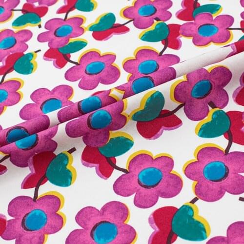 Red Flowers On White Cotton Fabric For Dress Tissus Coton Imprimé Telas Algodon Estampadas Sewing Ткань Для Шитья Vestidos Tissu
