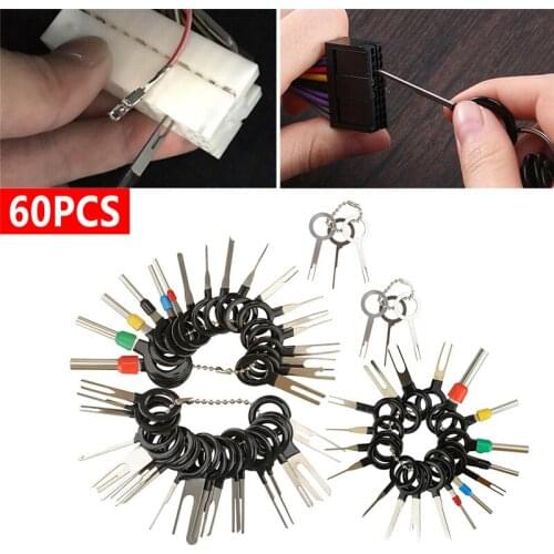 60Pcs Car Terminal Removal Tools Car Electrical Wiring Crimp Connector Pin Extractor Kit Auto Car Repair Hand Tool Plug Key