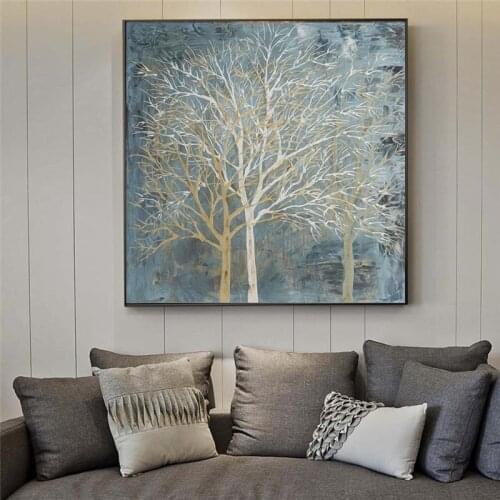 Abstract Oil Painting Posters and Prints Wall Art Canvas Painting Abstract Trees Decorative Pictures for Living Room No Frame