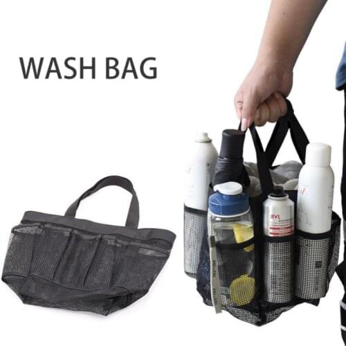 1PCS Women Men Necessary Cosmetic Bag PVC Mesh Handbag Black Toiletry Bags Makeup Pouch For Travel 8 Pockets Wash Organizer