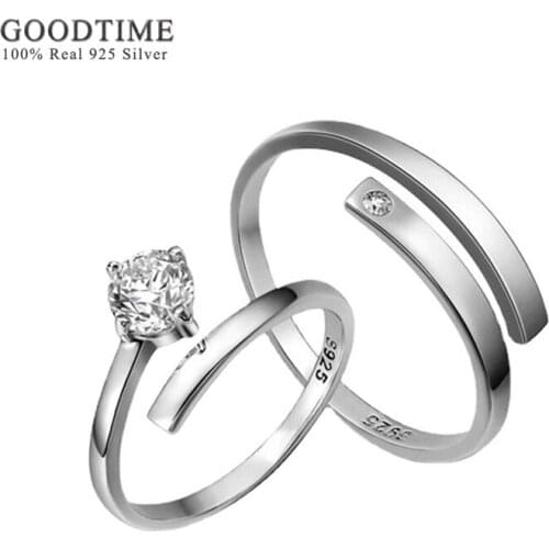 Fashion Wedding Ring Pure 100% 925 Sterling Silver For Lover Couple Zircon Rhinestone Anniversary Rings Jewelry Accessories