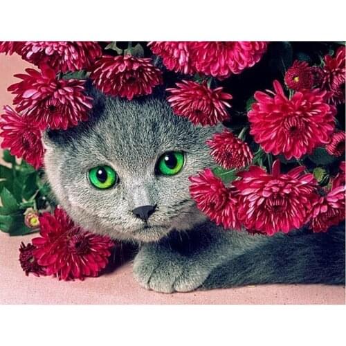 Animal Cat DIY 11CT Embroidery Cross Stitch Kits Craft Needlework Set Printed Canvas Home Decoration On Sale For Living Room