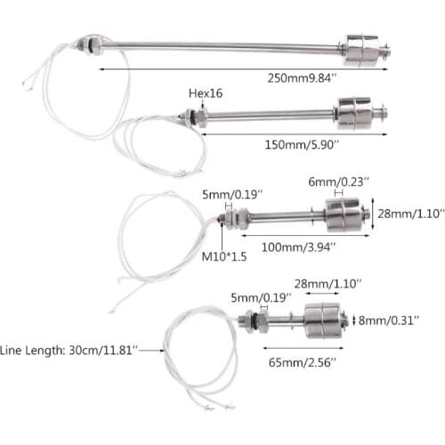 Stainless Steel Float Switch Tank Liquid Water Level Sensor Double Ball Float 896B