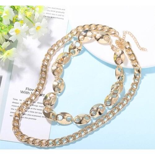 Latest style Celebrity Inspired Rough Metal Chain Necklace Cool Multi-Layer Choker Punk Style Necklaces Wholesale