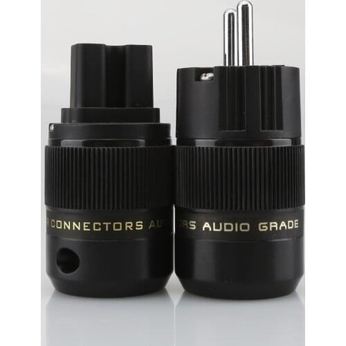 One Pair Rhodium Plated EUR Schuko EU Power Plug & IEC Connector plug HIFI