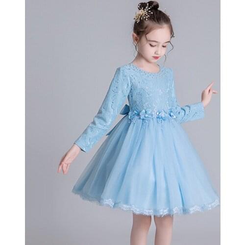 Girls 2020 autumn and winter models mesh dress children flowers childrens clothing 3 years old baby