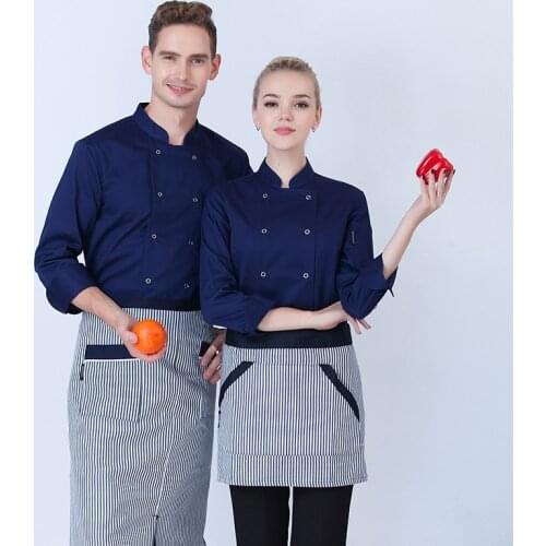 Hotel Long Sleeved Cotton Clothing for Men and Women Kitchen Workwear Overall White Chef Jacket Uniforms Restaurantes B-6497