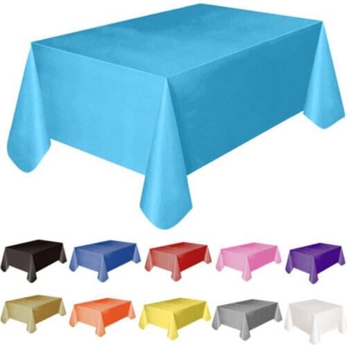 Plastic Disposable Solid Color Tablecloth Birthday Party Wedding Christmas Rectangle Desk Table Cover Wipe Covers Cloth Decor