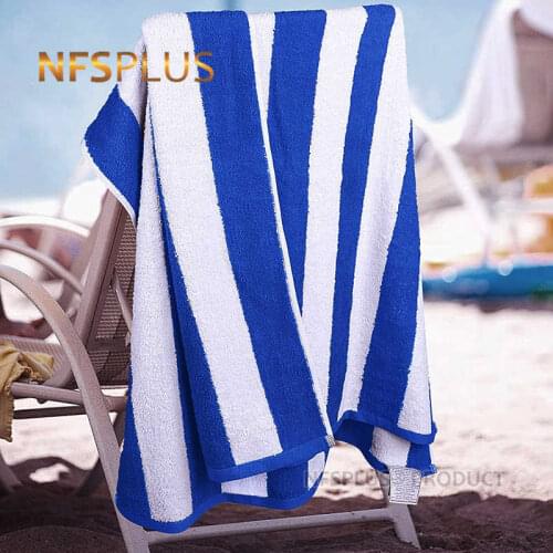 Cotton Beach Towel Oversized 80x150cm Thicken 650G Blue & White Stripes Bath Towel For Adults Bathroom Travel Swim Sport Towels
