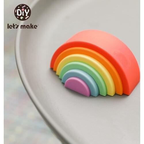 Lets Make Rainbow Baby Stacking Toys Education Blocks Block Cute Montessori Creative Blocks BPA Free Food Grade Silicone Toy