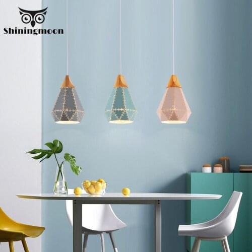 Modern Iron LED Pendant Lights Creative Wooden Pendant Lamp Restaurant Kitchen Hanging Lamp Rope Stairs Home Decor Light Fixures
