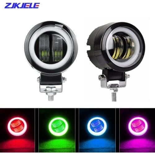 Waterproof Round Angel Eyes LED Warning Light Portable Spotlights Motorcycle Off Road Truck Driving Car Boat Work Lights 10-30V