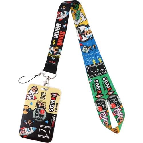 YA222 Wall Street Bets Lanyard For Keys Mobile Phone Hang Rope Keycord USB ID Card Badge Holder Keychain DIY Lanyards Gift Cute