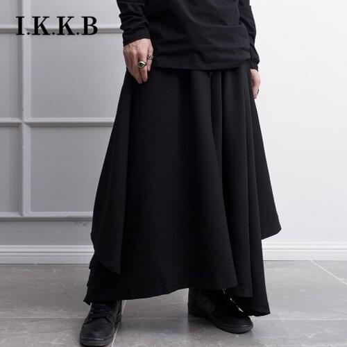 Skirt pants mens summer hip hop Japanese fashion personality stage performance night club Capris loose wide leg pants drop feel
