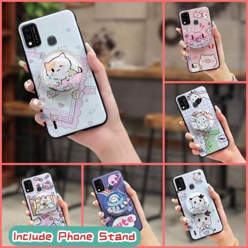 Back Cover Kickstand Phone Case For Itel A48 foothold For Girls glisten phone stand holder
