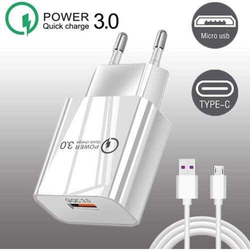 USB Charger Quick Charge QC 3.0 For Phone Xiaomi Redmi Note 9 Pro Redmi K40 Pro Samsung Huawei 18W Mobile Phone Chargers Adapter