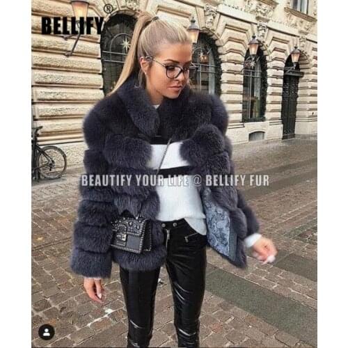 100% true fur coat Womens warm and stylish natural fox fur jacket vest Stand collar long sleeve leather coat Natural fur coats