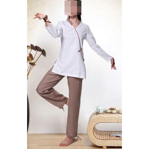 Cotton&linen Spring&Summer yoga suit women zen suits kung fu clothing martial arts lay meditation uniforms