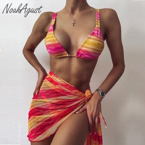 Micro Thong Bathing Suit Women 3 Piece Bikini Set Sexy Swimsuit Cover Up Skirt Biquinis Feminino 2021 Swimwear Leopard Swim Suit