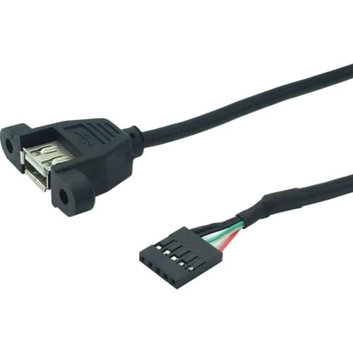 1pcs 30cm USB Cable Type A Female to 2.54mm 5Pin Female to Dupont 5 Pin Female Header Motherboard Adapter Cable