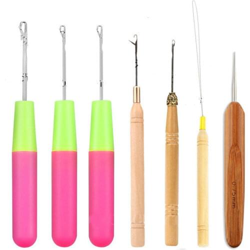 1pcs/lot Plastic Crochet Braid Needle Feather Hair Extension Tools Wig Hook Needle Threader Knitting Hair Crochet Needles