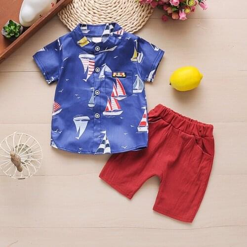 Baby boy clothes sets summer infant clothing newborn baby cotton cartoon shirt+shorts 2pcs outfits for toddler boy tracksuits