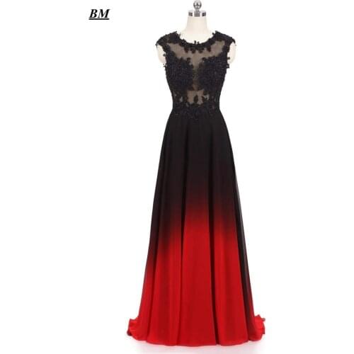 2019 Elegant A-line Ombre Prom Dresses Chiffon Beaded Long Gradient Formal Evening Dress Party Gown Vestidos De Gala BM21
