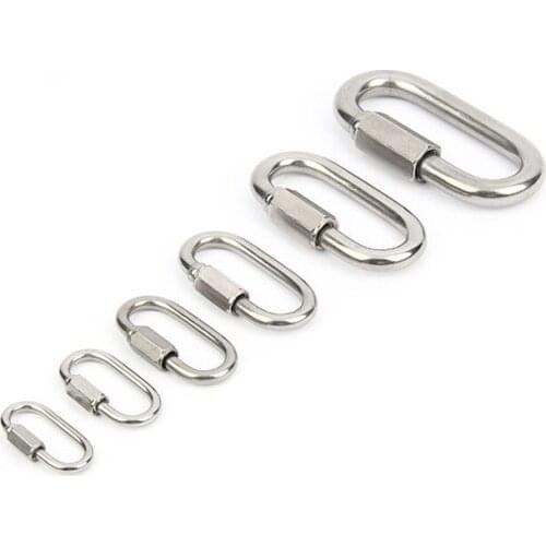 5pcs M3.5/4/6/8/10/12 304 Stainless Steel Chain Quick Link Marine Oval Thread Carabiner Chain Connector
