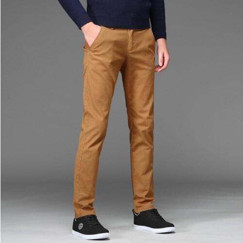 Pants Men Business Straight Cotton Trousers Stretch Man Elastic Slim Fit Casual Big Plus Size 42 44 46 Black Khaki Red Blue Pant