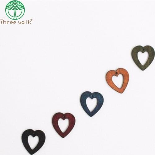 50pcs Mixed Color Wooden Heart Beads DIY Jewelry End Bead 23mm