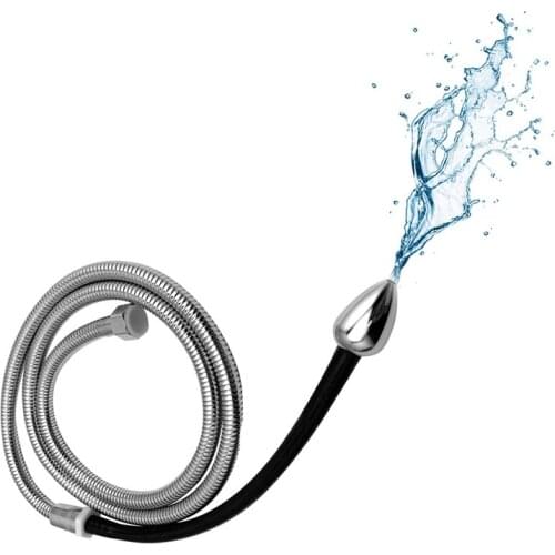 Dia 28mm metal Anus beads ball rubber tube hose flushable anal butt plug shower enema syringe cleaning fetish sex toy