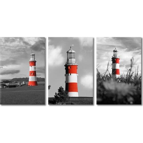 Diy diamond embroidery full square round 3pcs Lighthouse Black and White Landscape diamond painting cross stitchZP-2037