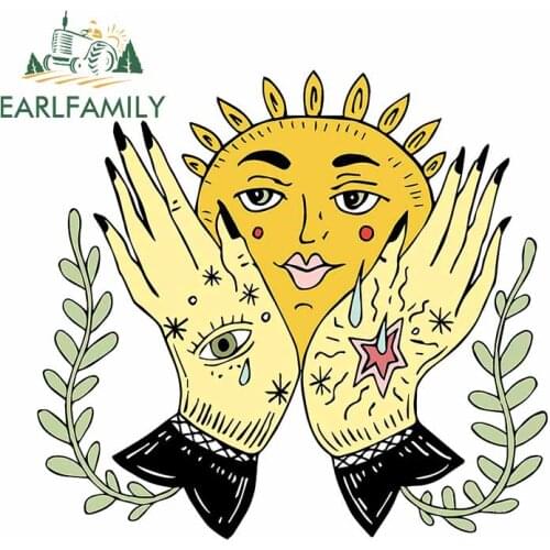 EARLFAMILY 13cm x 12.2cm for Herbal Sun Hand Decal Waterproof Laptop Car Stickers Laotop Windshield Personality VAN Decoration
