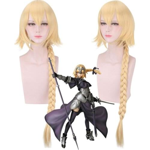 FGO Fate Grand Order Cosplay Wig Joan of Arc 90cm Long Yellow Wigs Heat Resistant fiber Fate Apocrypha Synthetic fake hair