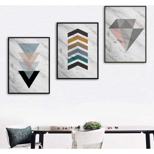 Geometric Diamond Arrow Marble Posters And Prints Wall Art Canvas Painting Vintage Poster Wall Pictures For Living Room Decor