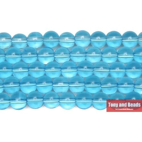 Smooth Lake Blue Glass Loose Beads 15" Strand 6 8 10 MM Pick Size For Jewelry Making