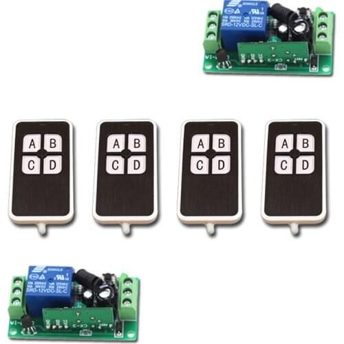 Hot Sales DC9/12/24V 1CH RF Wireless Remote Control Switch System New Style Remote Control 4Transmitter &2 Receiver 315/433MHZ