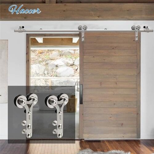HACCER Y-Shaped Heavy Duty Sliding Barn Door Hardware Stainless Steel Single Door Slide Track Kit for Interior Door 4-16FT