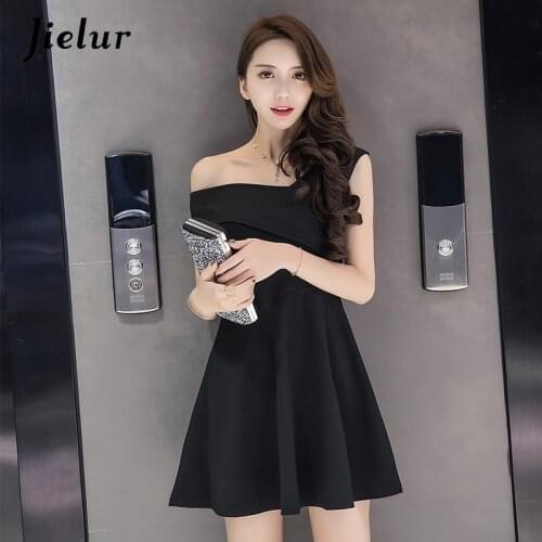 Jielur Sexy Solid Color Womens Dresses Sleeveless Fashion A-line Dress Elegant Slim Unique Chic 2021 Summer New Vestidos S-XXL