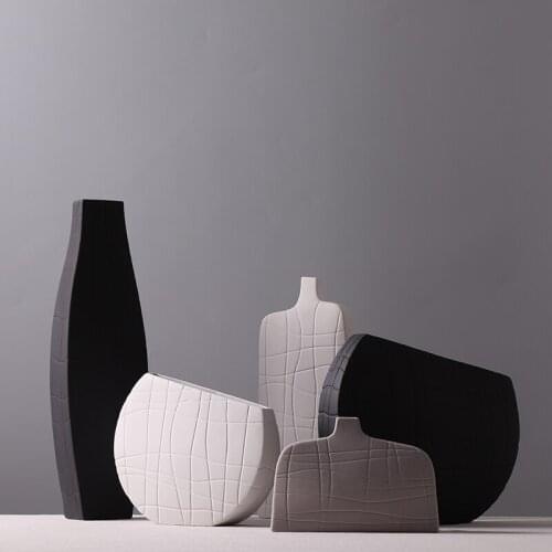 Ceramic Frosted glass vases Black and white Boreal Europe style Furnishing articles decorative vases ceramic Upscale atmosphere