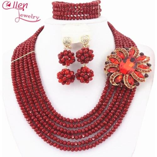 African Beads Jewelry Set nigerian wedding bridal Crystal Beads Necklace Set African style Fashion necklace jewelry set E1181