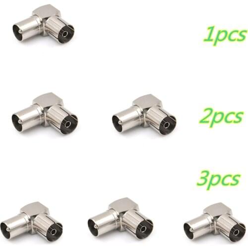 1/2/3pcs TV antenna connector 90 Degrees TV male plug To F female jack head right angled bending type cable