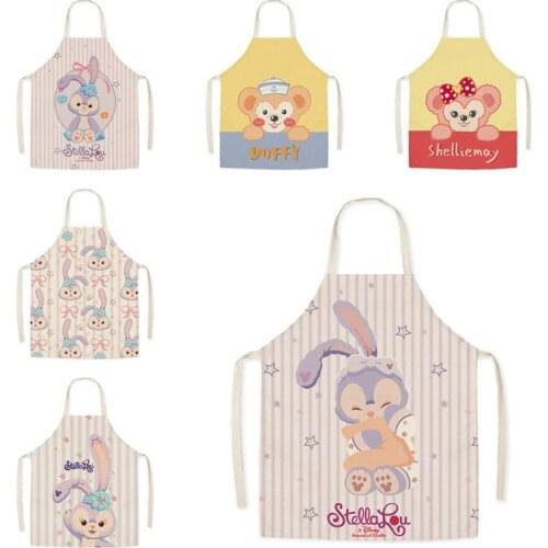 Disney StellaLou Linen Work Apron Duffy Bear Adult Parent-child Sleeveless Waist Waist Housework Cleaning Antifouling Apron