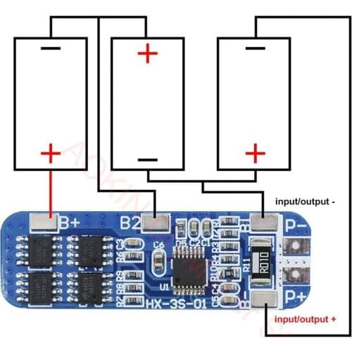 3S 10A 12V Lithium Battery Charger Protection Board Module for 3pcs 18650 Li-ion Battery Cell Charging BMS 10.8V 11.1V 12.6V
