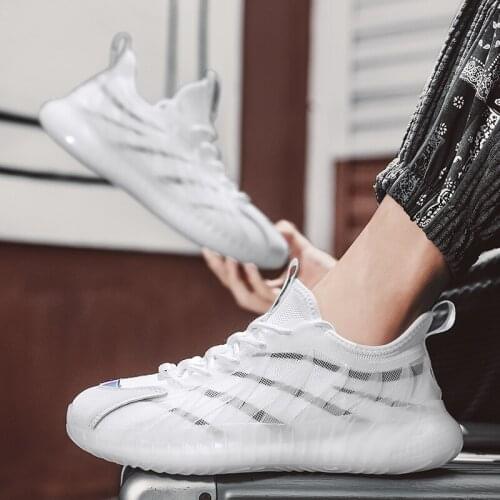 Mens PU Wearable Casual Shoes Mesh Breathable Mens Casual Shoes Comfortable Fashion Lightweight Moccasin Mens Sports Shoes