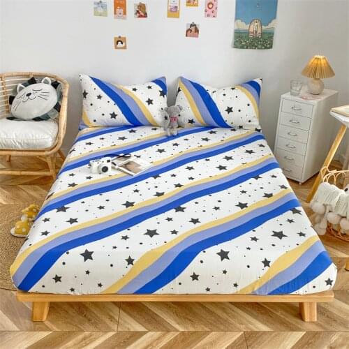 QianTing New Product 1pcs 100% Cotton Printing bed mattress set with four corners and elastic band sheets